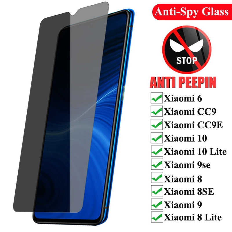 

Anti-Spy Tempered Glass For Xiaomi Mi 10 lite 9 8 6 Privacy Screen Protector For Xiaomi Mi CC9 CC9E Mi 8se 9se 9 Anti Glare Film