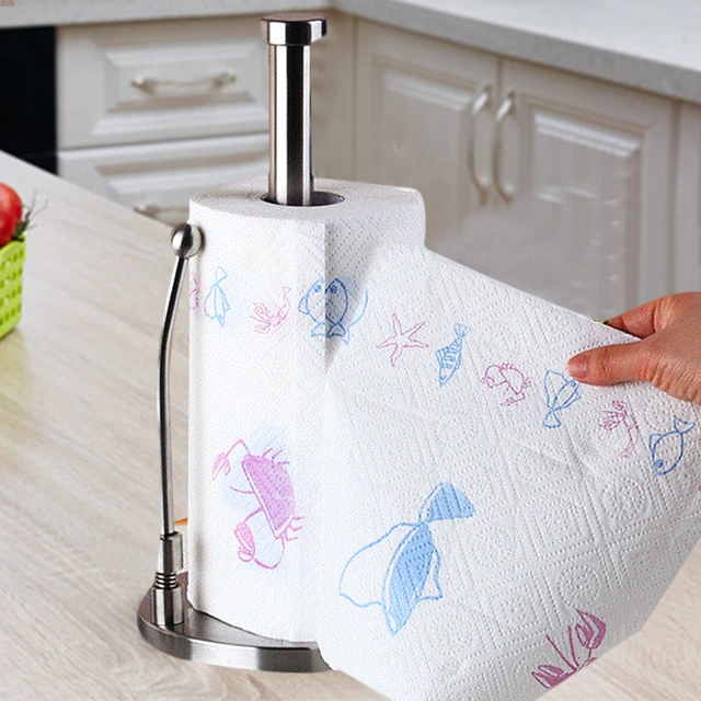 Stainless Steel Paper Towel Holder Countertop Standing Paper Towel Roll  Holder with Base for Kitchen Bathroom Paper Roll Holder - AliExpress