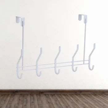 

Creative Stainless Steel Towel Door Hooks Wall Mounted Bath Towel Hook Hanger with 5 Hooks(White)