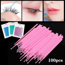 100 шт одноразовые ватные палочки цветные ресницы щетки чистящие тампоны индивидуальное наращивание ресниц для удаления микрокисти набор инструментов