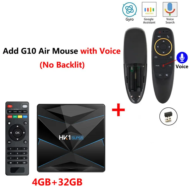 ТВ-приставка HK1 Super RK3318 4K HD 4GB ram DDR4 Android tv Box 64GB 128GB 2,4G/5G Двухдиапазонная Wi-Fi Bluetooth 4,0 телеприставка - Цвет: 4GB 32GB add G10