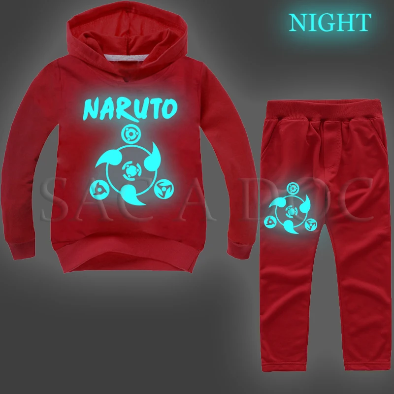 

2019 Toddler Girl Winter Sportswear Hoodies Set Baby Boys Naruto Luminous Clothes Tracksuits Sweatshirts+pants Children's Suits
