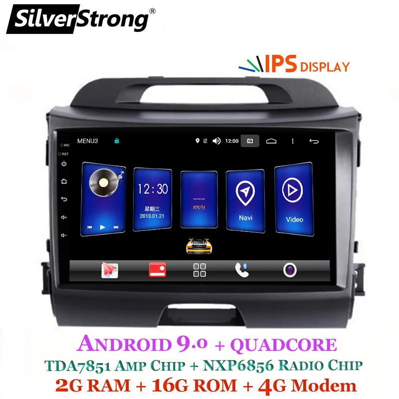 Sale SilverStrong Android9.0 IPS Car Android Radio For KIA SPORTAGE 3 2009-2015 Navi SportageR GPS with Option DSP DAB TPMS DVR 5