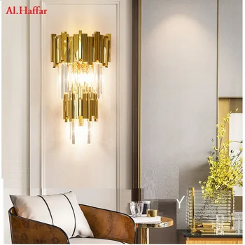 

Modern Wall Lamps Gold Crystal Living room wall lights Home decration Lighting For Bed rooms