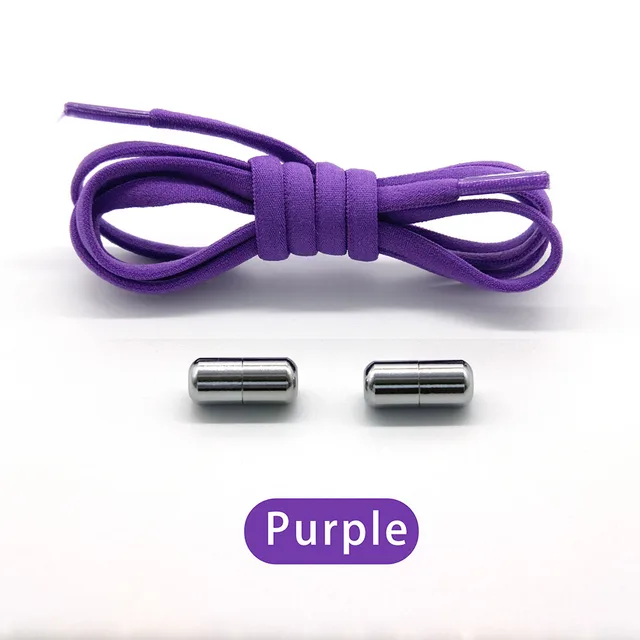Elastic No Tie Shoelaces Semicircle Shoe Laces For Kids and Adult Shoelace for Sneakers Quick Lazy Metal Lock Laces Shoe Strings Purple