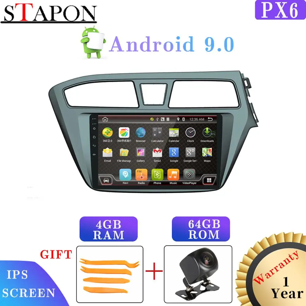 Android 9,0 4 Гб ОЗУ 64 Гб ПЗУ 6 ядер ips для hyundai i20- автомобильный DVD GPS; Мультимедийный проигрыватель стерео радио wifi DVR PX6