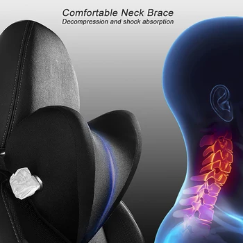 

Auto Seat Neck Pillow Massage Pillow Space Memory Neck Headrest Cushion for Cervical Support Built in Tissue Box Headrest