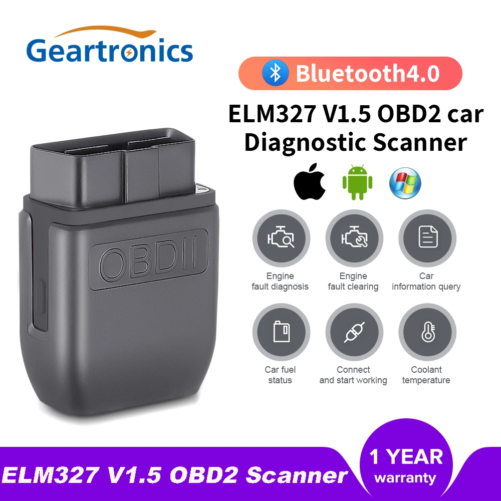 Диагностический сканер Geartronics ELM327 V1.5 Bluetooth 4 0 OBD2 ELM 327 OBD 2 | Автомобили и мотоциклы