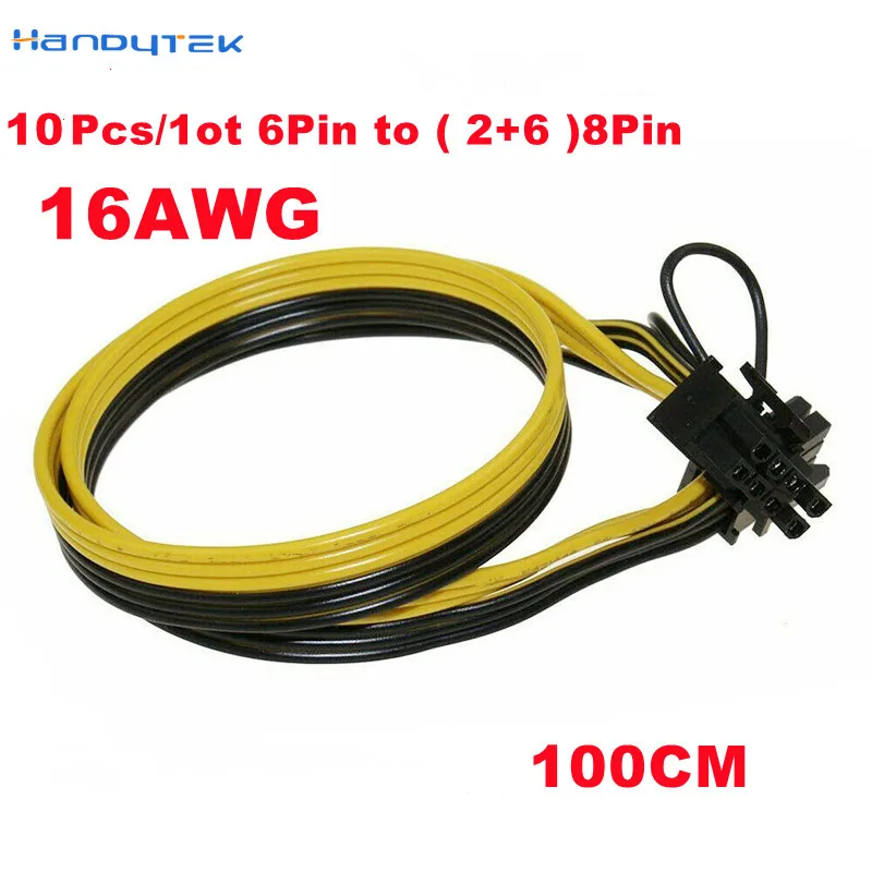100 см 1 м 16AWG GPU PCIE PCI-Express 6Pin папа к 8Pin (6 + 2) видеокарта кабель питания для майнинга BTC