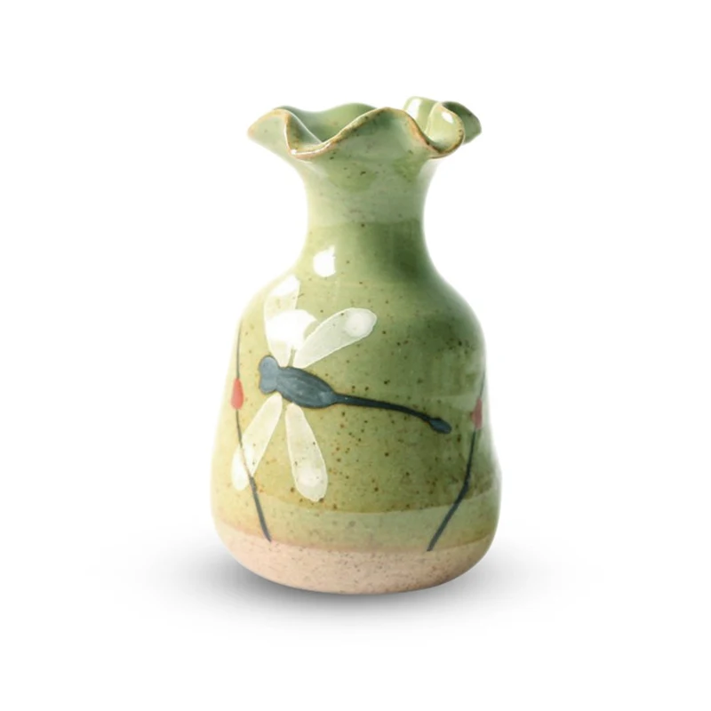 Hand-painted dragonfly retro flower pots ceramic vases simple creative pottery green meat creative water culture decoration home