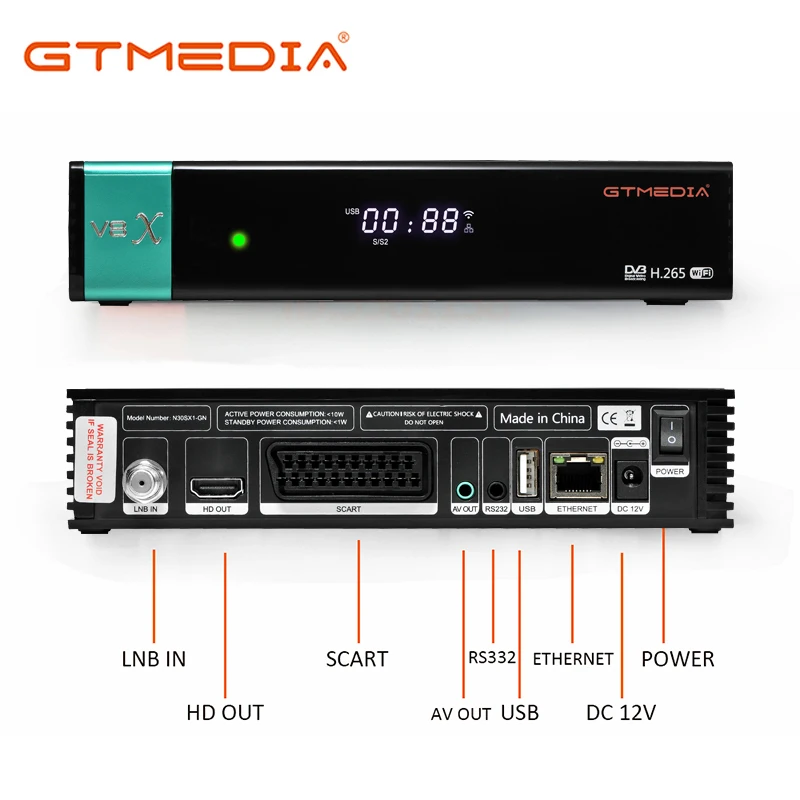 H.265 DVB-S2 GTMEDIA V8X Satellite Receiver Build in Wifi CA Card Slot Scart Set Top Box Upgrade from GT MEDIA V8 NOVA V9 SUPER