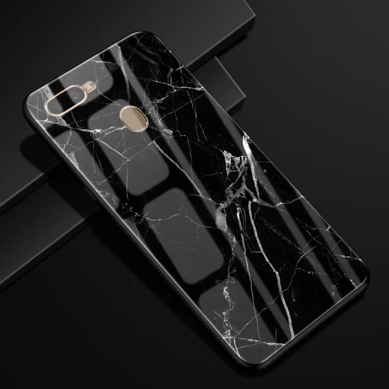 Для OPPO AX7 чехол 6,2 ''PC Пластиковый стеклянный чехол для телефона черный TPU бампер чехол для OPPO A7 OPPOA7 чехол для OPPO A5S AX5S A7 A 7 ax7
