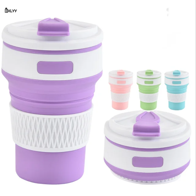 US $6.89 BXLYY Silicone Water Cup Creative Folding Cup Coffee Mug Leakproof Sports Water Bottle Kitchen Acce