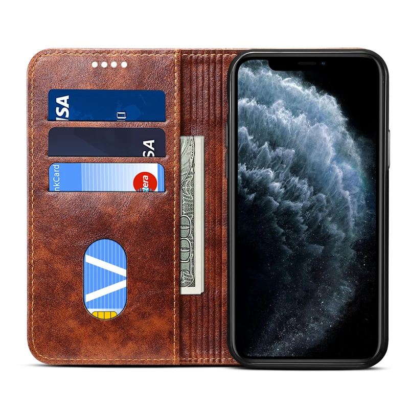 Для iPhone11 масло воск из искусственной кожи чехол iPhone11 ретро Книга телефон флип чехол бизнес кошелек Стенд смарт-чехол для iPhone 11 Pro Max