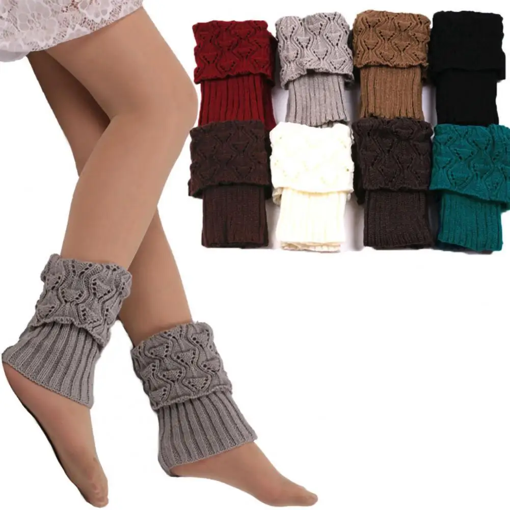 Leg Warmers For Women Winter Warm Knit Soft Crochet Long Socks Boot Cover Cuffs 