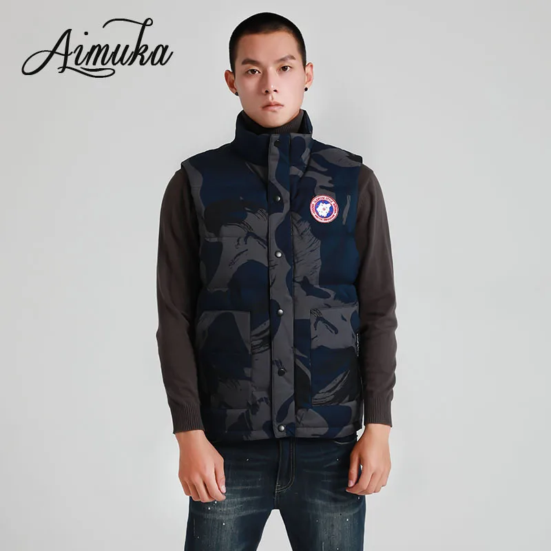Утолщенный пуховик жилет короткий JND гусиный камуфляж мужской жилет