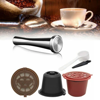 

Stainless Steel Coffee Capsule + Tamper Set Reusable Pod For Nespresso Food Grade Plastic + Food Grade Stainless Steel