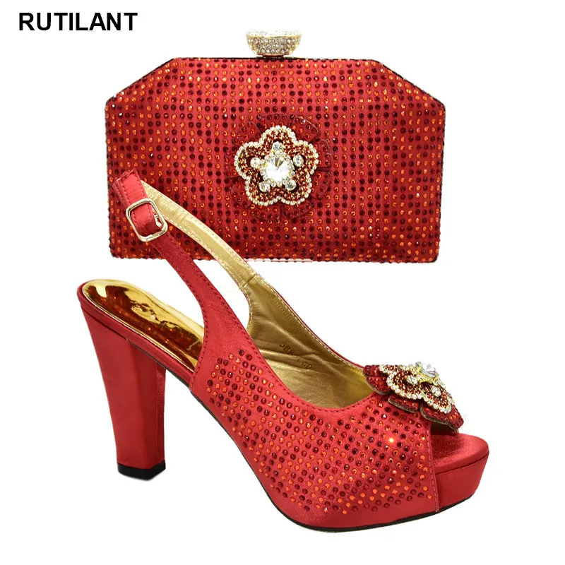 

Italian Shoes and Bags To Match Shoes with Bag Set Peep Toe High Heels Open Toe Sandals Buckle Strap Nigeria Bag and Shoe Set