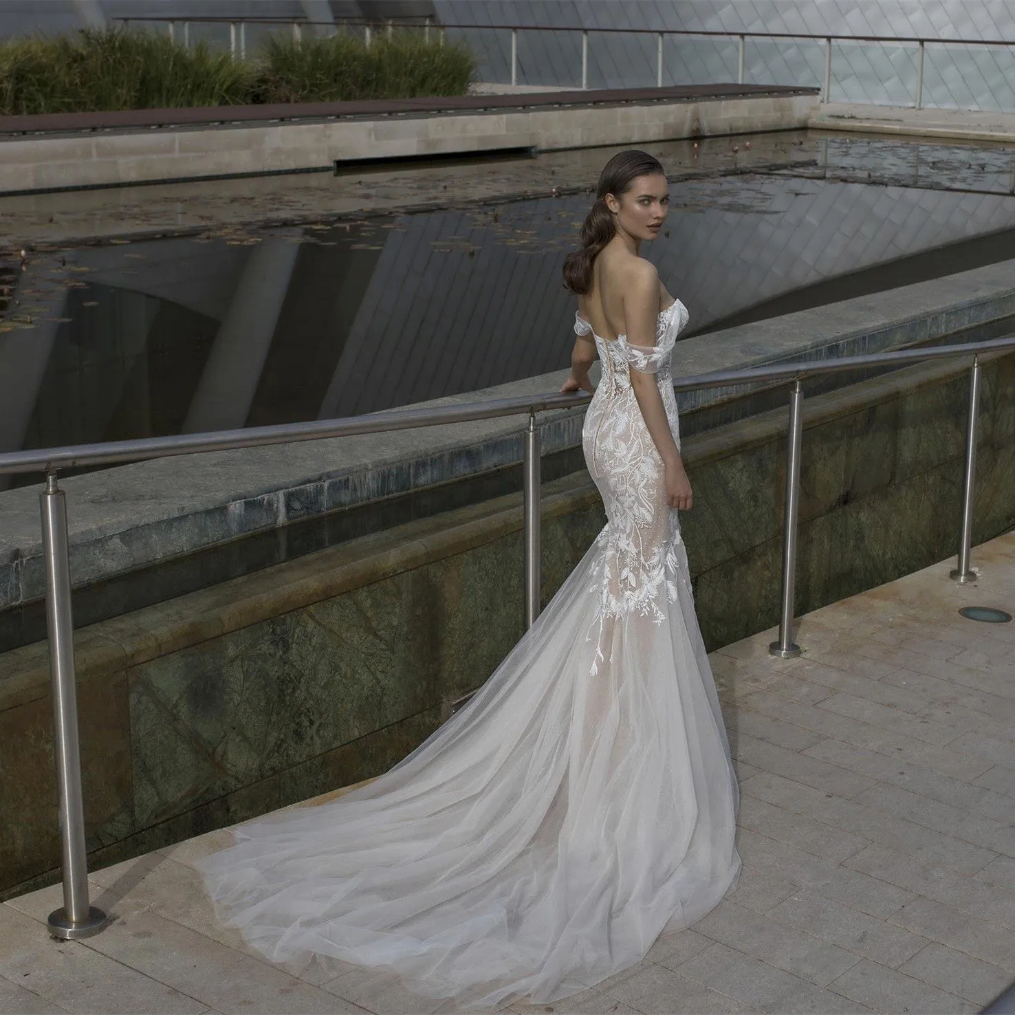 Vestido Novia Sirena свадебное платье русалки с открытыми плечами белые свадебные платья