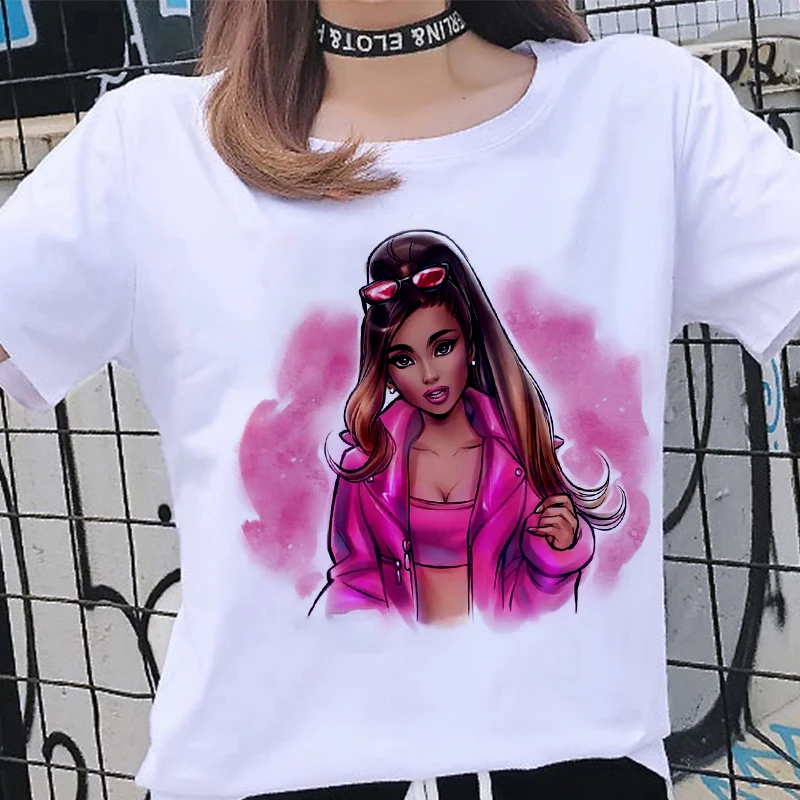 Новая модная красивая футболка с принтом Harajuku Повседневная тонкая белая