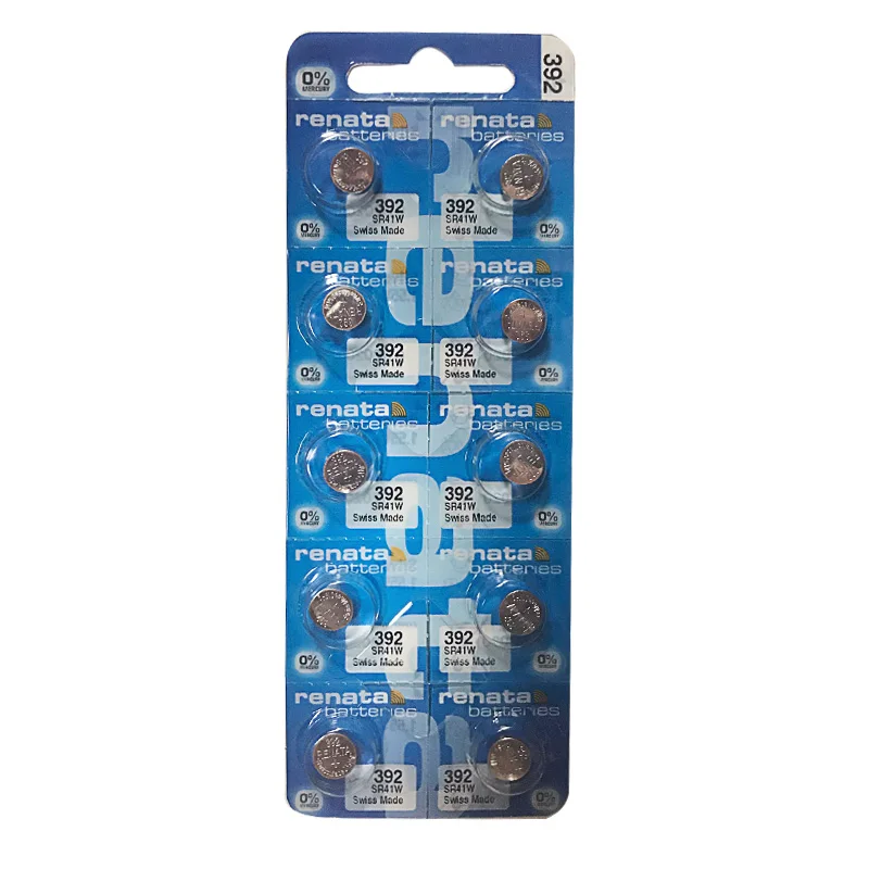 2 шт/лот Renata 392, долговечный SR41W LR41 AG3 Swiss Made Серебряный оксид часы кнопка батареи монета