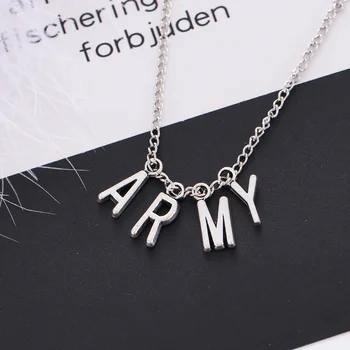 

Korean star explosive accessories letter bulletproof with necklace ARMY letter necklace jewelry wholesale item No BTS-2