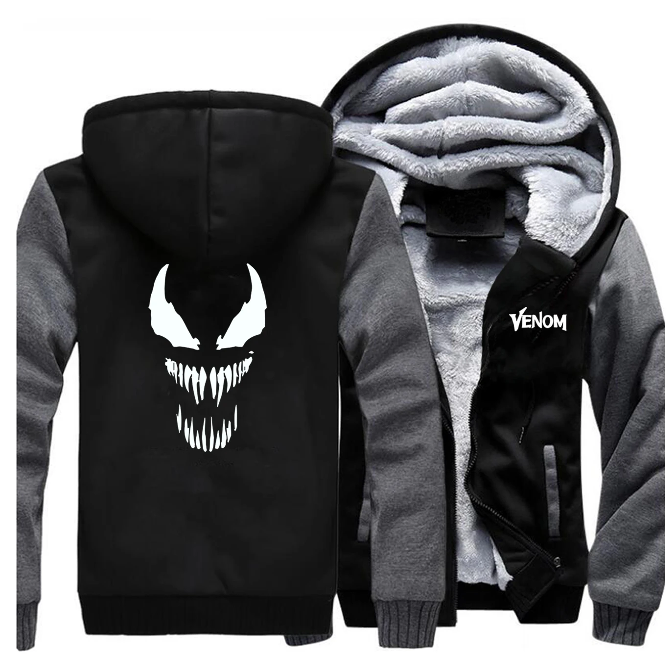 Пальто с принтом Venom, Мужская Флисовая теплая куртка,, зимняя мужская одежда, аниме, высокое качество, Брендовые мужские толстовки, свитшоты, уличная одежда