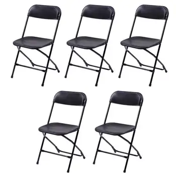 

5pcs Portable Plastic Folding Chairs Black