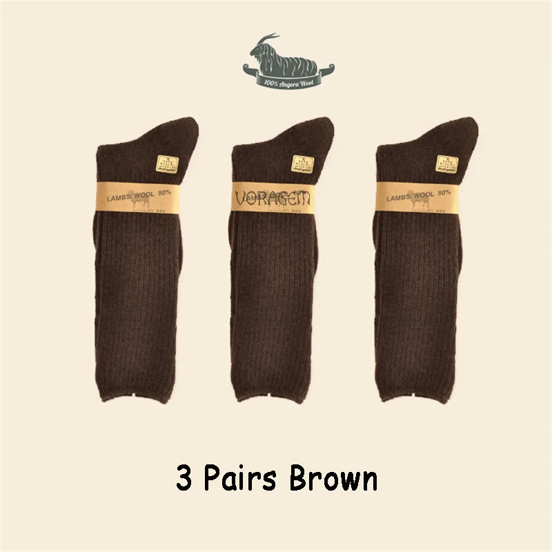 Gentleman Brown Мужские супер толстые носки большого размера из 80% овечьей шерсти, высококачественные классические носки делового бренда, мужские повседневные зимние носки, 3 пары = 1 партия - Цвет: Gentleman Brown