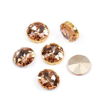 

Light peach Sew On Rhinestones With Gold / Silver Claw Flatback Glass Strass Sewing Rhienstones For Jewelry Wedding Dress