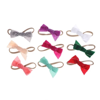 

3Pcs/Lot Colorful Headbands Girls Elastic Velvet Bow Headwear Hair Accessories D08C