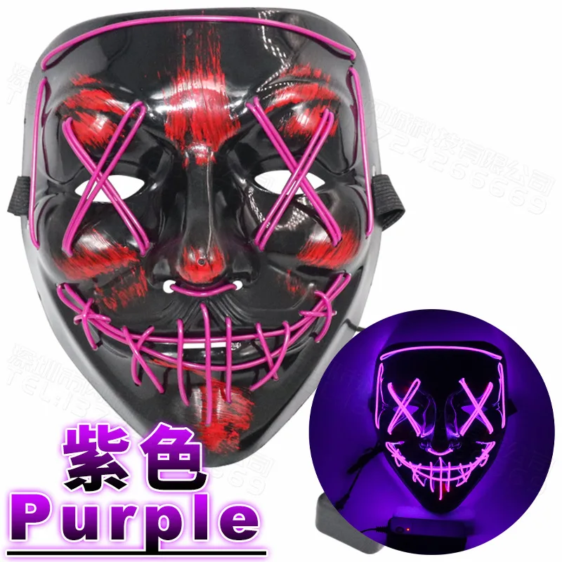 

Led Mask Halloween Party Masque Masquerade Masks Neon Maske Light Glow In The Dark Mascara Horror Maska Glowing Masker Purge