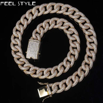 

Hip Hop Cuban Chain Bling AAA Cubic Iced Out Micro Paved Zircon Miami Link Chain Necklace & Pendants for Men Jewelry