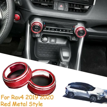 

2pcs Aluminum Alloy Console AC Switch Control Cover Trim For Toyota RAV4 2019-2020 Car Styling Accessories