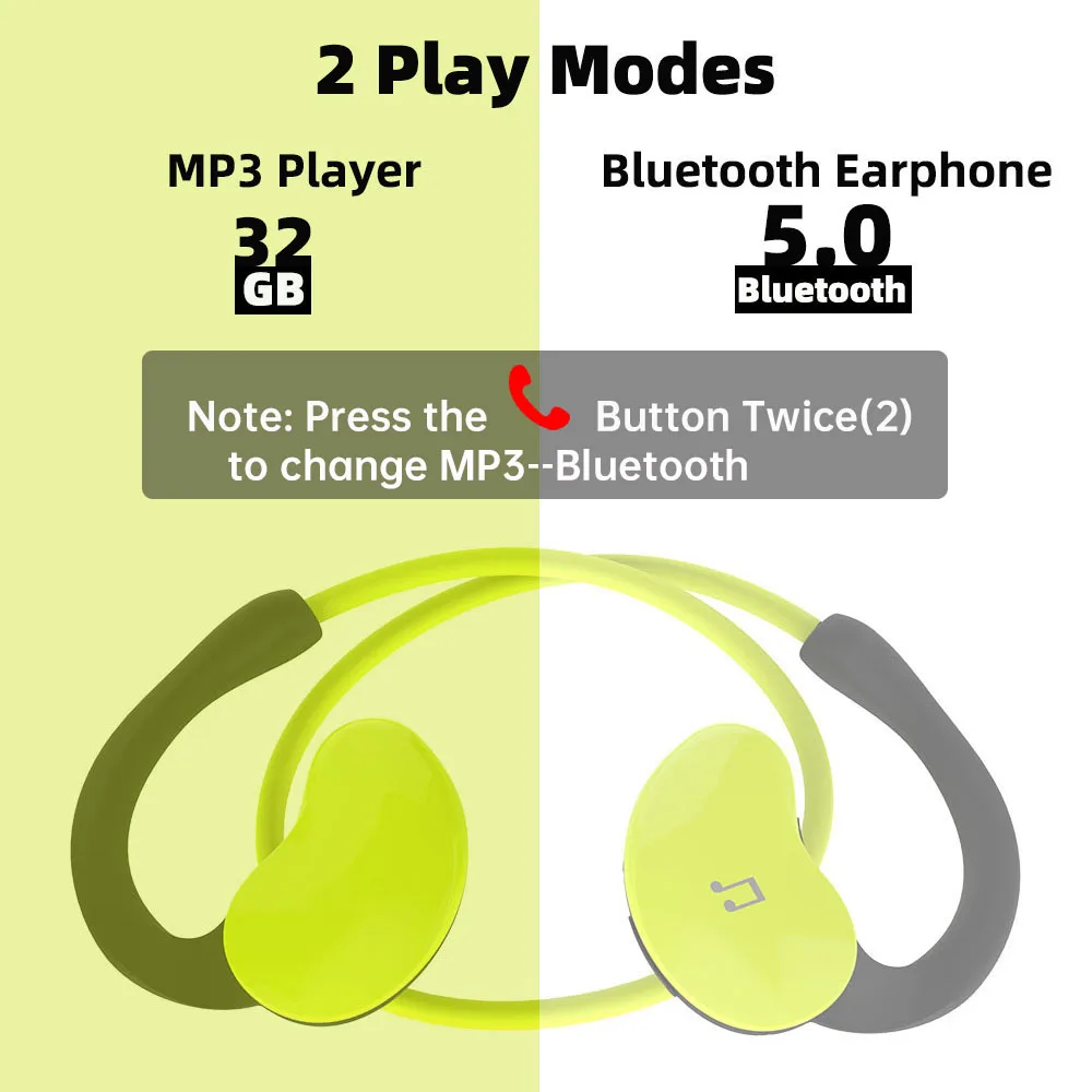 Arikasen спортивные MP3 плеер наушники 32 ГБ водонепроницаемые bluetooth 10 часов время