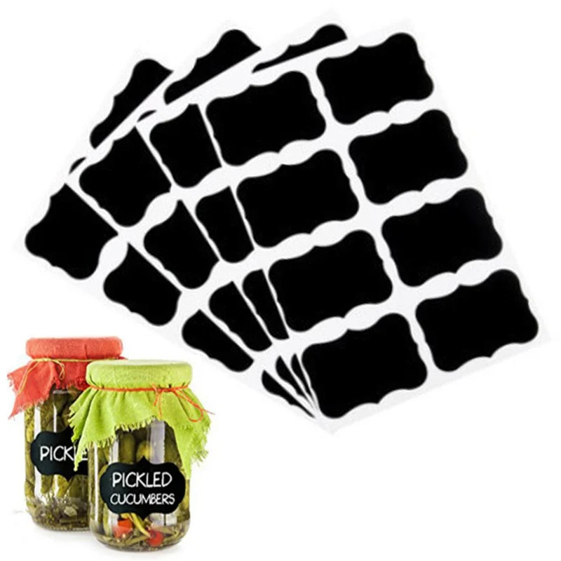 

8PCS/Sheet Kitchen Jam Jar Stickers Label Blackboard Sticker Use On Candy Snack Nut Storage Box Container Craft Creative Sticker