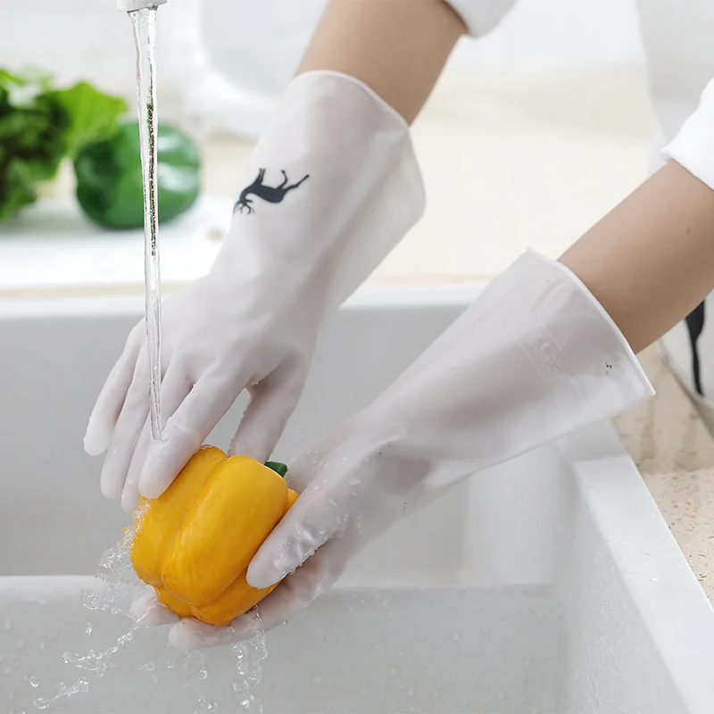 4 Pairs of Dress Wash Dishes Gloves Women's Laundry Latex Kitchen Cleaning Durable PVC Household Waterproof Thin Rubber Gloves