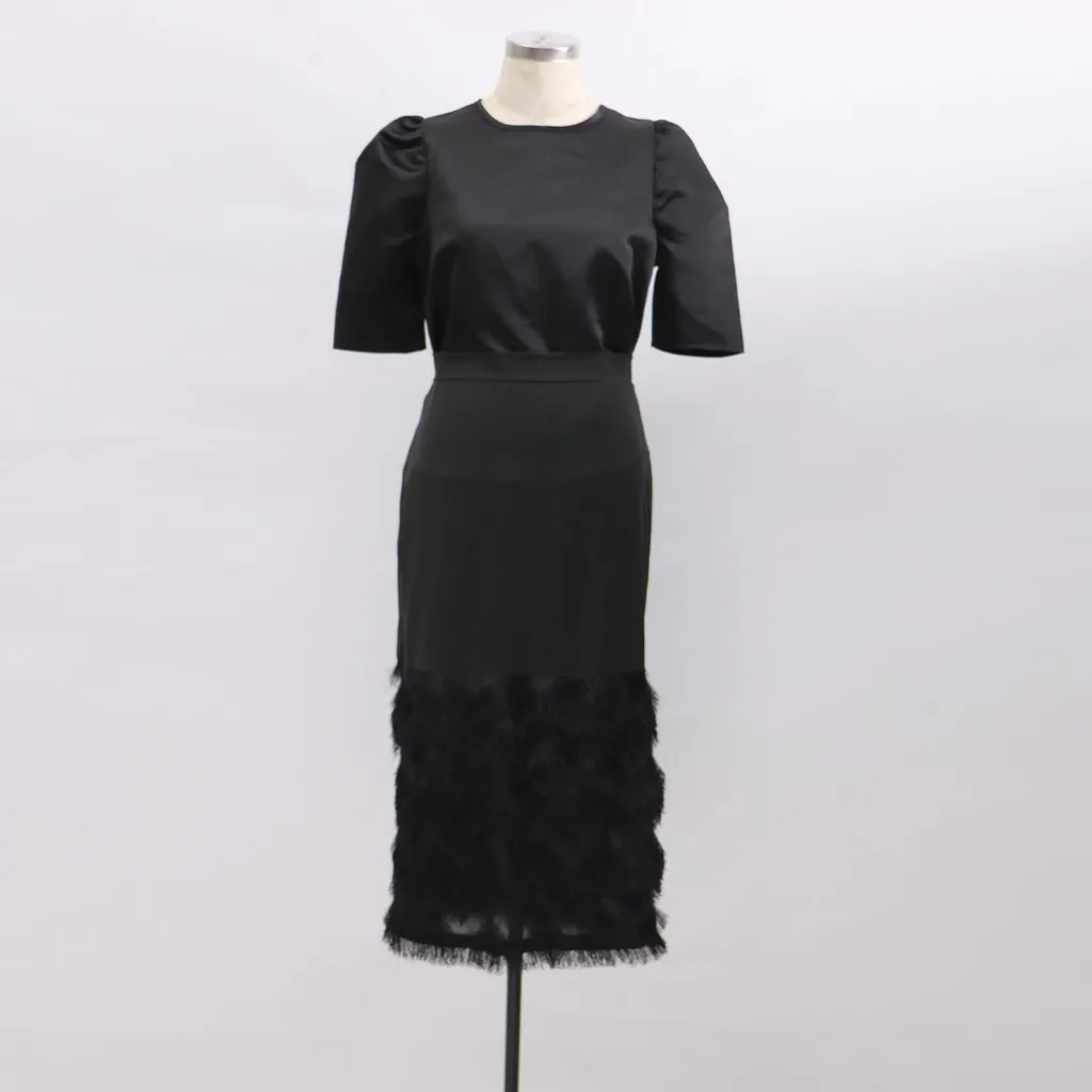 vestidos sukienki, сексуальное женское платье, с рукавами-фонариками, комплект из двух частей, ropa mujer robe hiver femme, зимнее платье - Цвет: Black