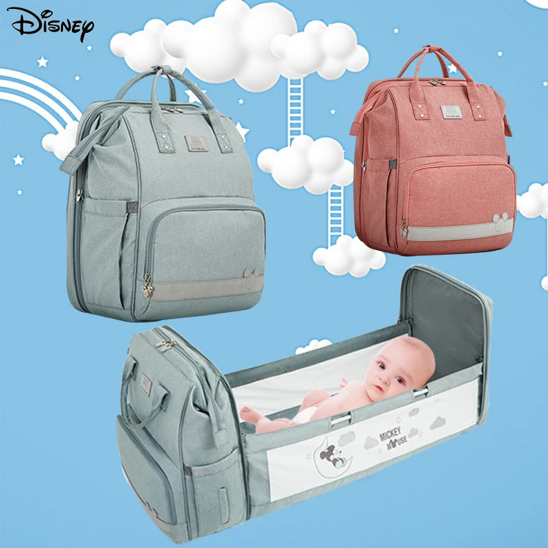 

Disney Diaper Bag Backpack For Moms Mommy Baby Bags Fashion Dual Purpose Bed Package Nappy Bag Waterproof Travel Stroller Bag