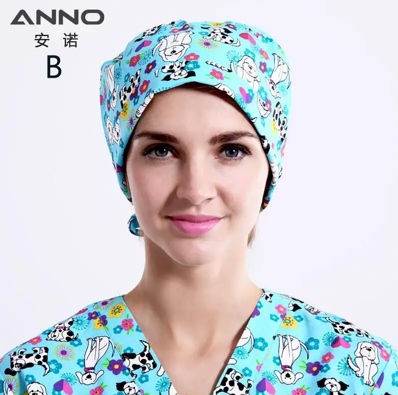 ANNO Medical caps Red Cotton Short/Long Hair Surgical Surgeon's Surgery Hat Hospital Doctor Nurse Hat Men Scrub Hats With Mask - Цвет: B-KeAiGou-Cap