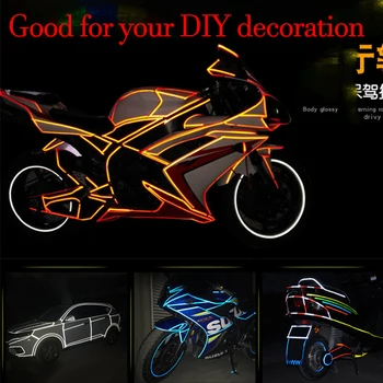 

1PC 8 Meter Motorcycle Bike Body Rim Wheel Stripe Tape Stickers Car Styling Reflective Stripe Tape Decorative Blue/Red/Yellow