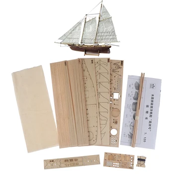 

DIY 1:120 Wooden Assembly Sailing Ship Model Classic Sailing Boat Laser Cutting Process Puzzle Toys