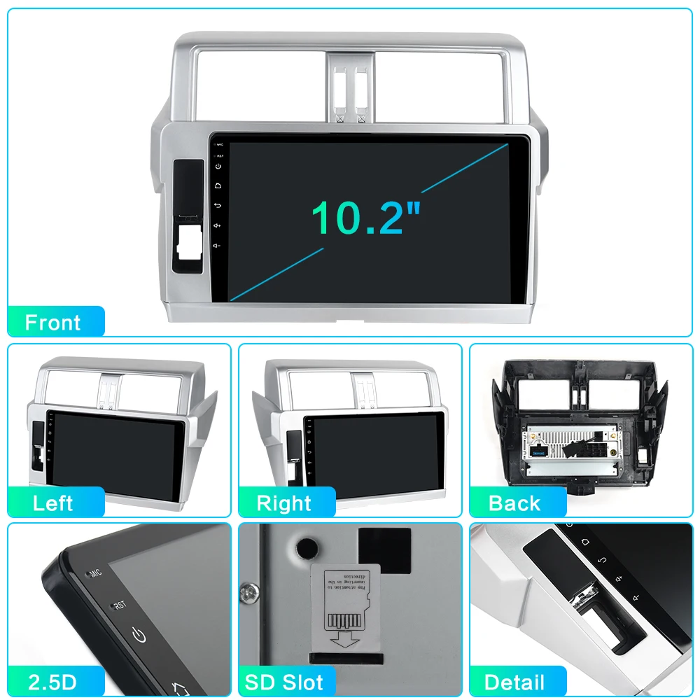 Perfect Car Radio DSP Android 9.0 for Toyota New Prado Navigation 2018 Autoradio GPS 10.2" IPS Multi Touch Screen MAX6 3