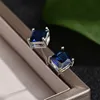 Unique Crystal Water Drop Square Round Heart Earrings White Gold Royal Blue Stone Zircon Wedding Stud Earrings For Women Jewelry ► Photo 2/6