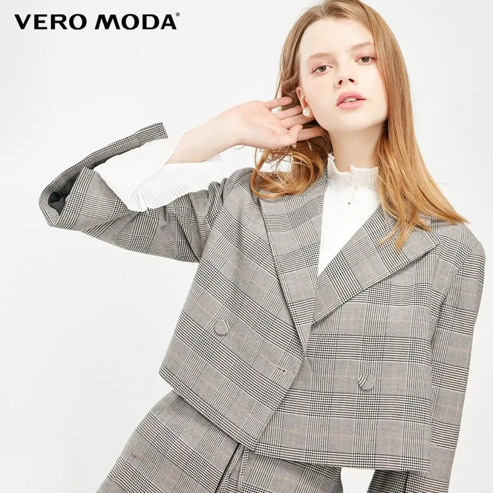 Vero Moda женский клетчатый короткий Блейзер на одной пуговице | 319108517 - Цвет: S59 Black
