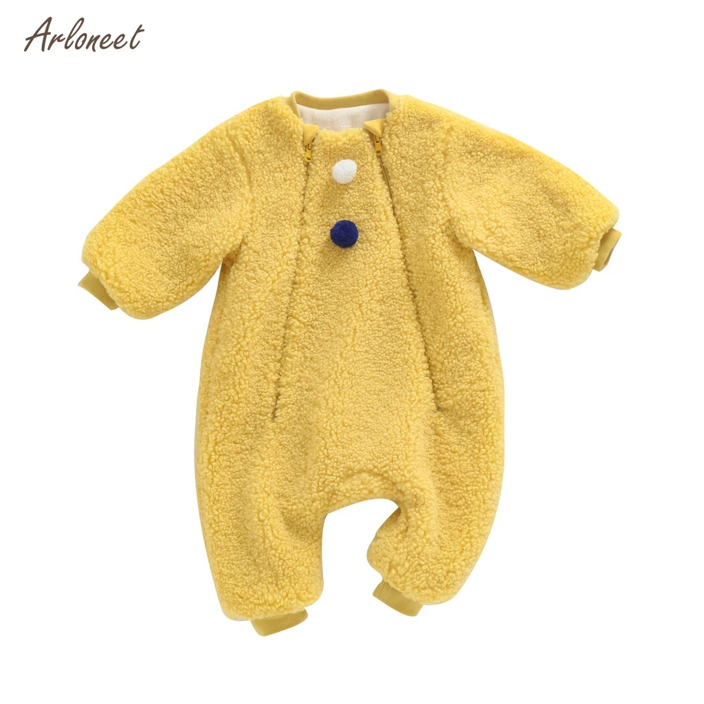 ARLONEETnewborn/детский зимний комбинезон для маленьких девочек и мальчиков; Однотонный теплый плотный комбинезон на молнии с медведем; Детский комбинезон; сезон осень;