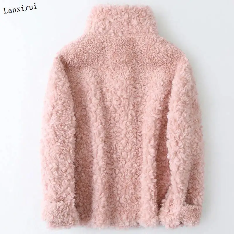 100% Real Wool Fur Coat Sheep Shearling Autumn