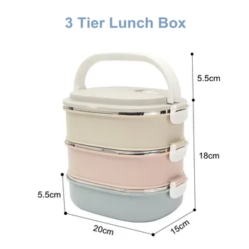 

New 800ML Healthy Material Lunch Box 3 Layer Stainless Steel Bento Boxes Microwave Dinnerware Food Storage Container Lunchbox