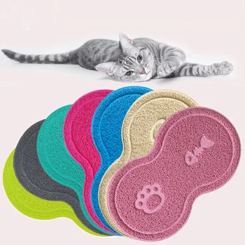 

Waterproof Pet Cat Litter Mat PVC Non-slip Durable Easy Cleaning Feeding Pad For Cats Dogs Cute Claw Fish Print Cats Toilet Mats