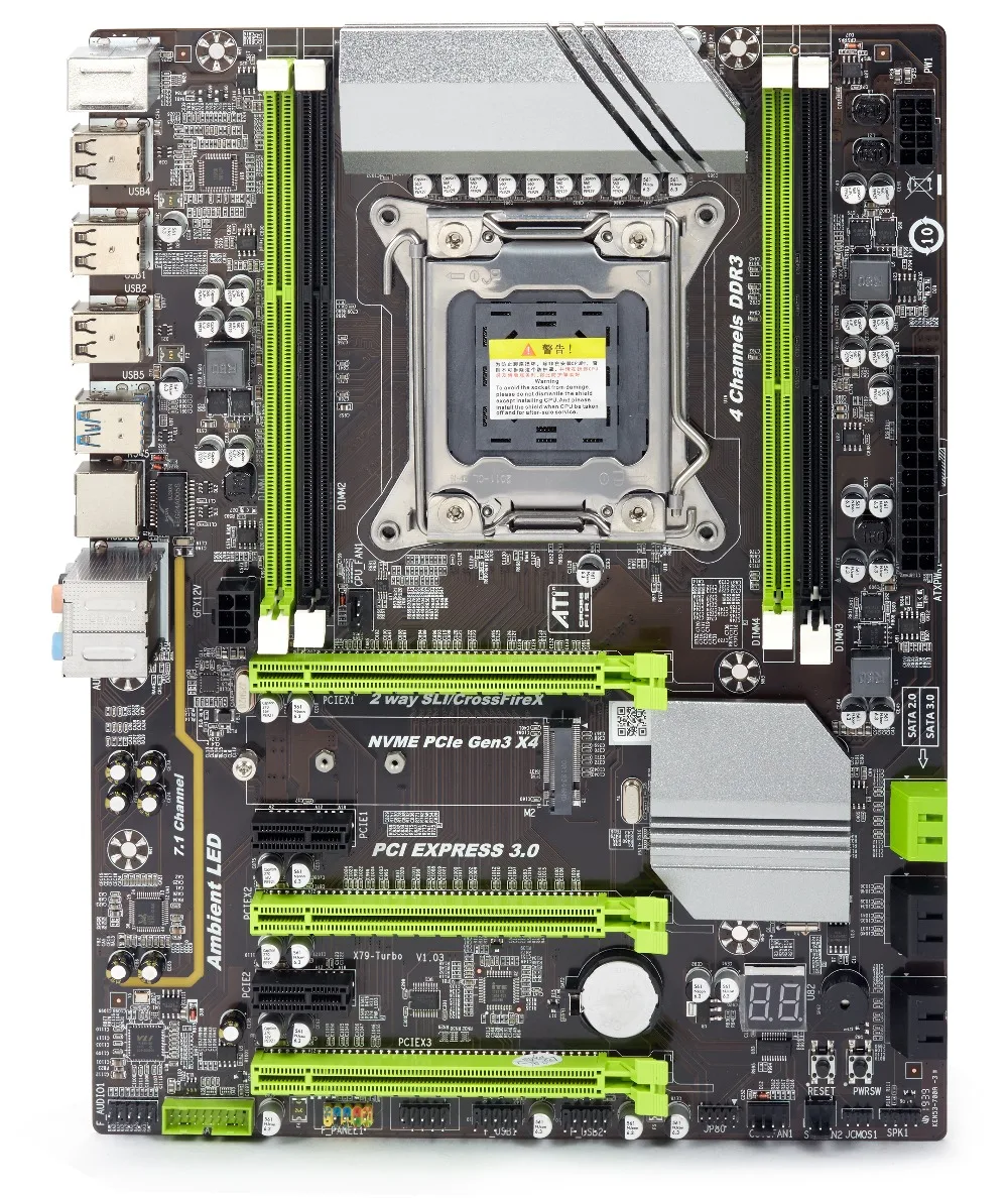 Atermiter X79 Turbo материнская плата LGA2011 ATX combos E5 2650 V2 cpu 4 шт. x 4 ГБ = 16 ГБ DDR3 ram 1866 МГц PC3 1490R PCI-E NVME M.2 SSD